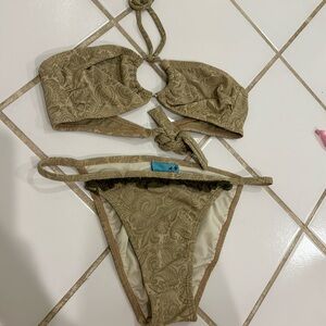 Green Paisley pattern bikini
